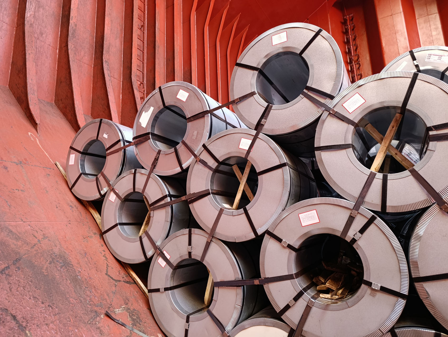 Steel rolls close-up